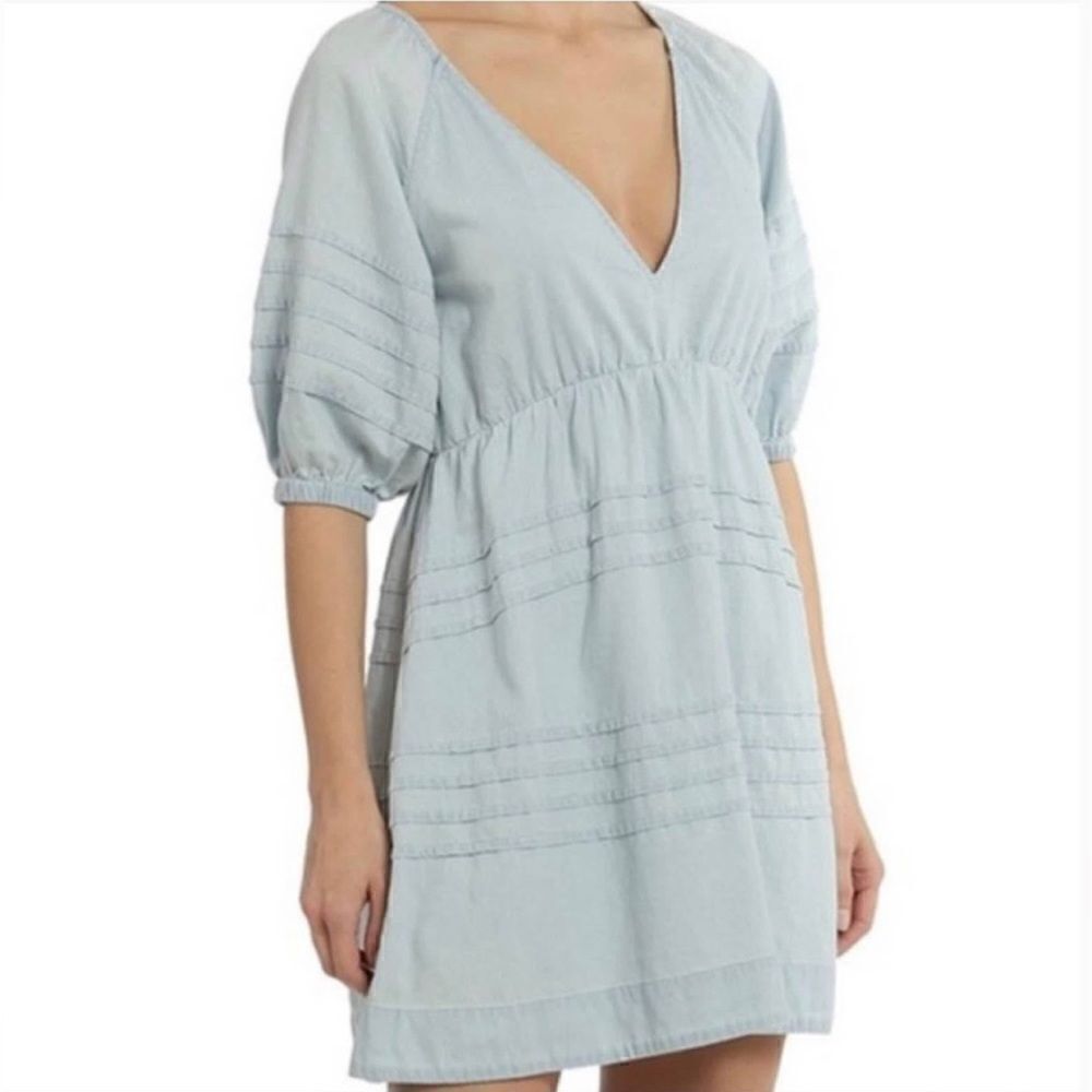 7 For All Mankind Light Wash Denim Babydoll Mini Dress XL NWT
